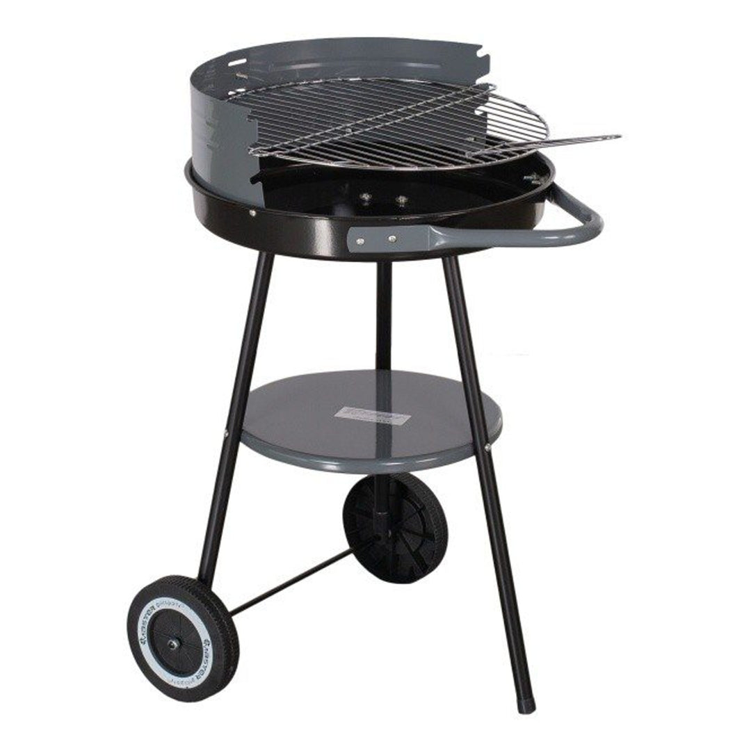 Grelhador redondo com rodas, grelhador a carvão, carrinho grelhador com prateleira inferior grelhador de jardim Master Grill MG912 de 40 cm de diâmetro