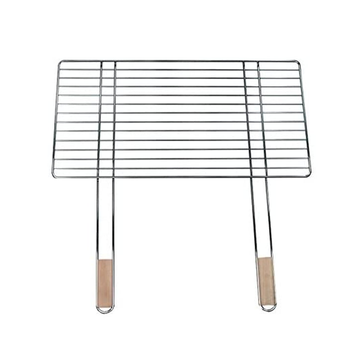 Rejilla parrilla de cocción para barbacoas 68x40cm con 2 asas de madera, acero cromado, rejilla de recambio Master Grill MG254