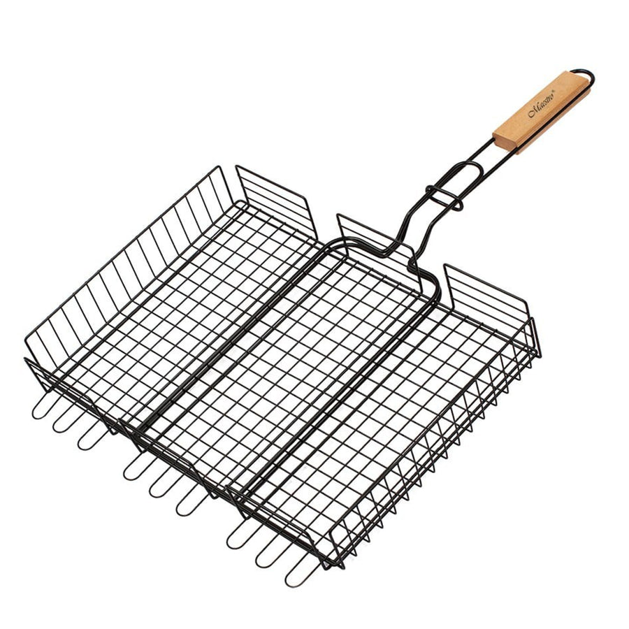 Maestro MR-1001 Parrilla de cocina para barbacoa doble, Cesta de parrilla portátil 40x30cm