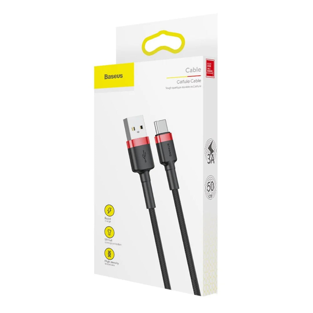 Plugue USB A - Plugue USB-C Cabo Baseus 1m CATKLF-B91 Vermelho+Preto