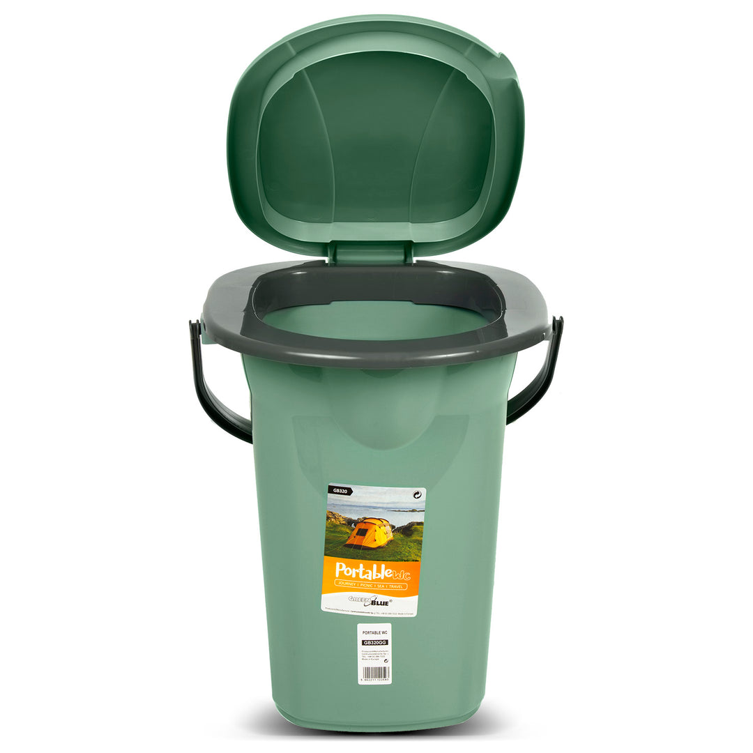 GreenBlue GB320GG Inodoro portátil practico WC 19l con tapa verde-gris