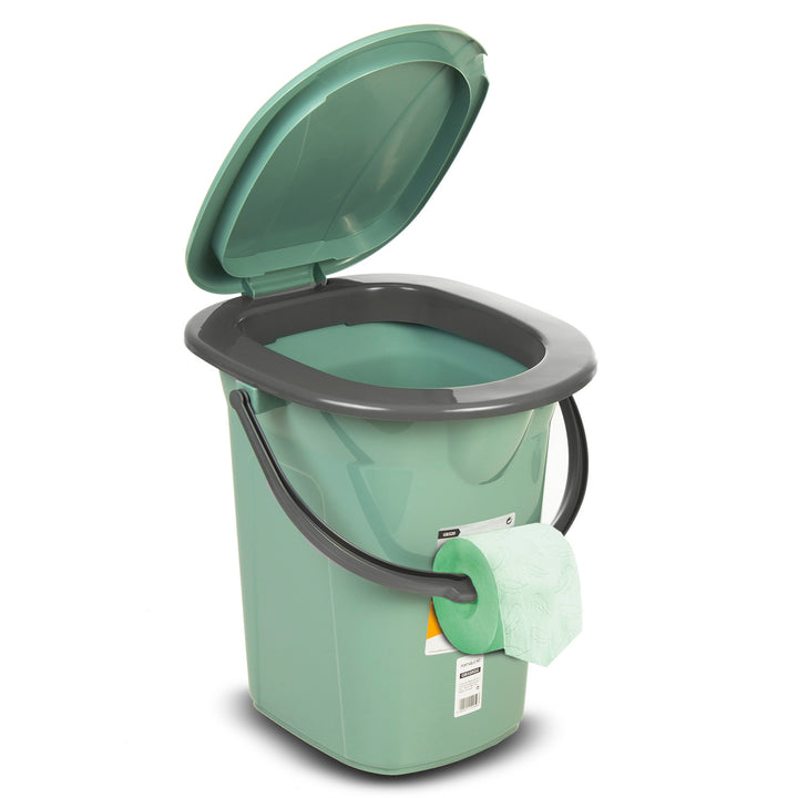 GreenBlue GB320GG Inodoro portátil practico WC 19l con tapa verde-gris