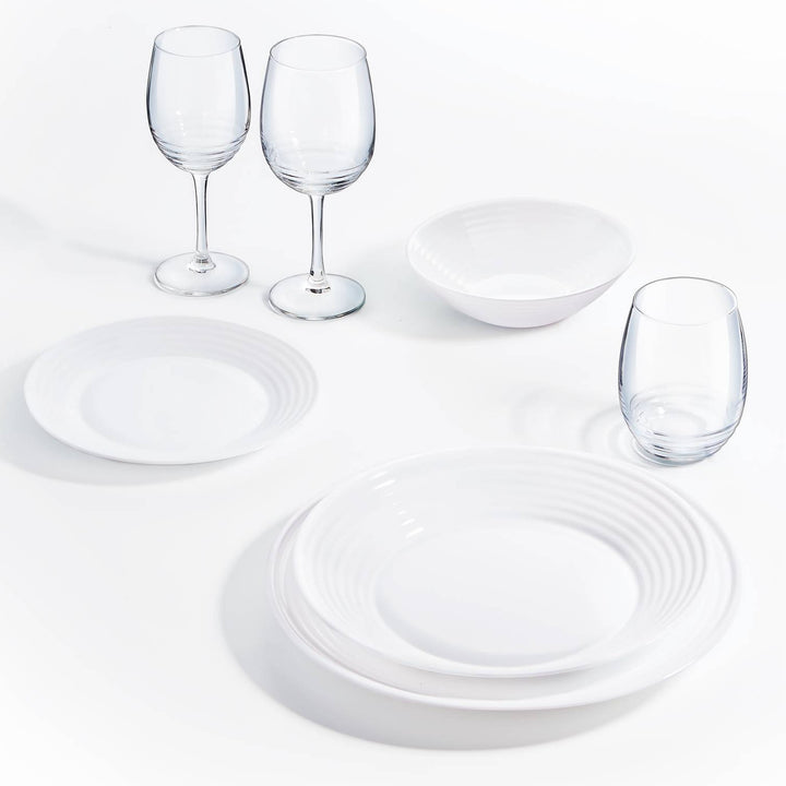 Talheres de vidro de 18 peças para 6 pessoas com prato de 20 cm de profundidade Harena LUMINARC