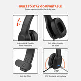 Fone de ouvido Bluetooth Audiocore AC864 com microfone com cancelamento de ruído para fones de ouvido intra-auriculares de call center 32 horas de conversação sem fio viva-voz compatível com Google Assistant e Siri
