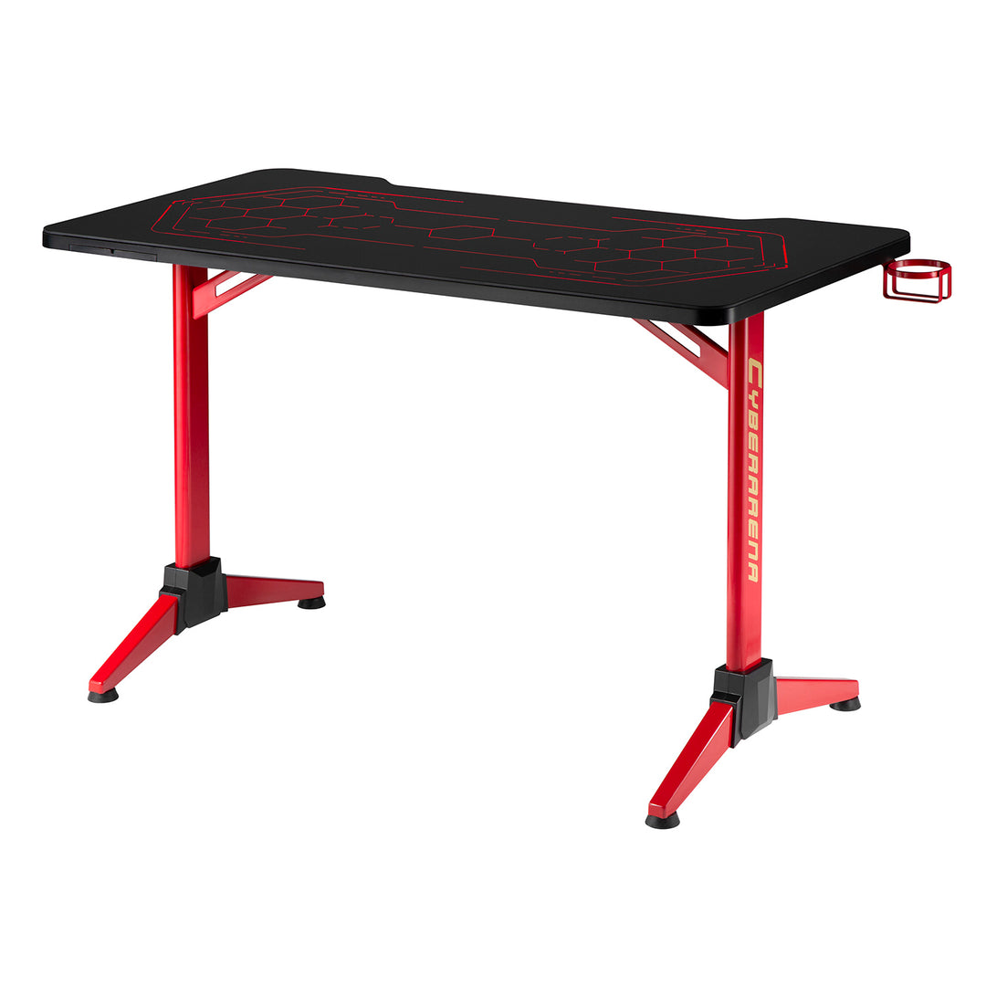 Escritorio de juego NanoRS con leds RGB, negro, grande, 100 kg máx., altura 760 mm, RS163