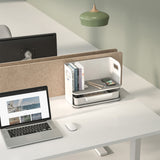 Organizador de escritorio con cajón y cargador inalámbrico Ergo Office, blanco, máx. 10kg, ER-441
