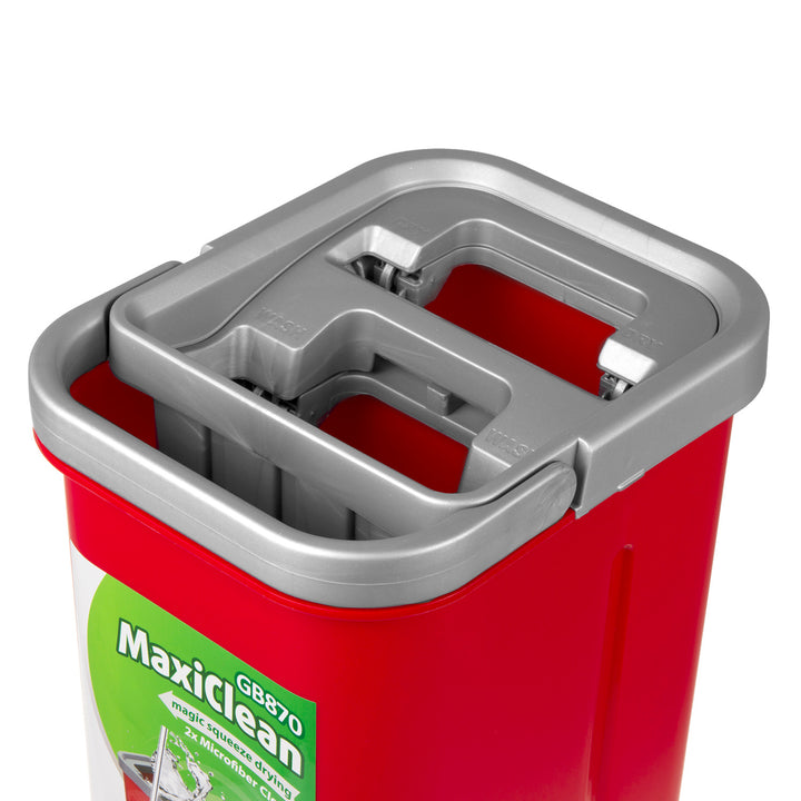 Conjunto de esfregão plano MaxiClean com balde de limpeza 2 em 1 Conjunto de esfregão de 5,7L Limpador de piso Limpador de sistema de limpeza de esfregão Cabeça de esfregão giratória 360 ° (conjunto de esfregão plano e balde + 2 tampas de reposição)
