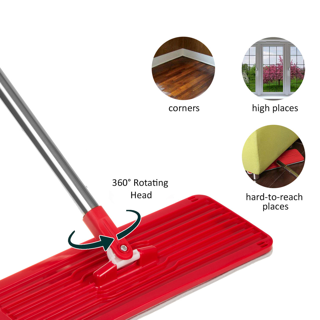 Conjunto de esfregão plano MaxiClean com balde de limpeza 2 em 1 Conjunto de esfregão de 5,7L Limpador de piso Limpador de sistema de limpeza de esfregão Cabeça de esfregão giratória 360 ° (conjunto de esfregão plano e balde + 2 tampas de reposição)