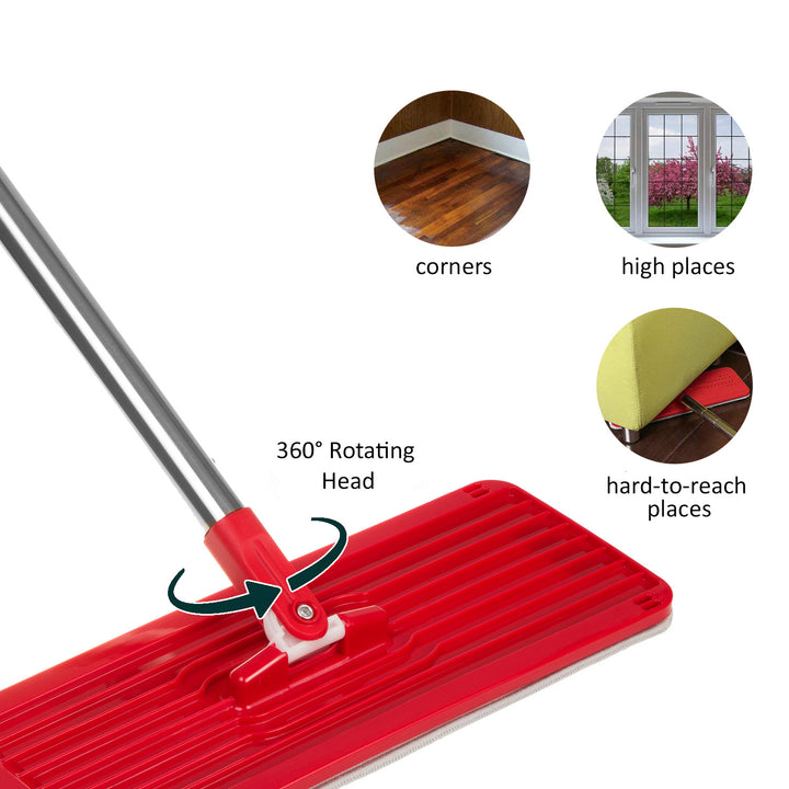 Conjunto de esfregão plano MaxiClean com balde de limpeza 2 em 1 Conjunto de esfregão de 5,7L Limpador de piso Limpador de sistema de limpeza de esfregão Cabeça de esfregão giratória 360 ° (conjunto de esfregão plano e balde + 2 tampas de reposição)