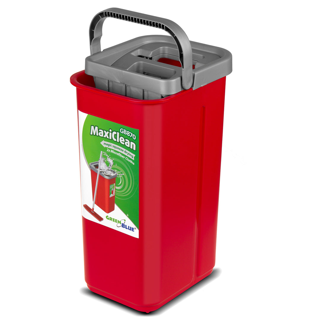 Conjunto de esfregão plano MaxiClean com balde de limpeza 2 em 1 Conjunto de esfregão de 5,7L Limpador de piso Limpador de sistema de limpeza de esfregão Cabeça de esfregão giratória 360 ° (conjunto de esfregão plano e balde + 2 tampas de reposição)