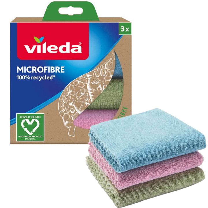 Conjunto de 3 Panos de Microfibra 100% Reciclados Vileda