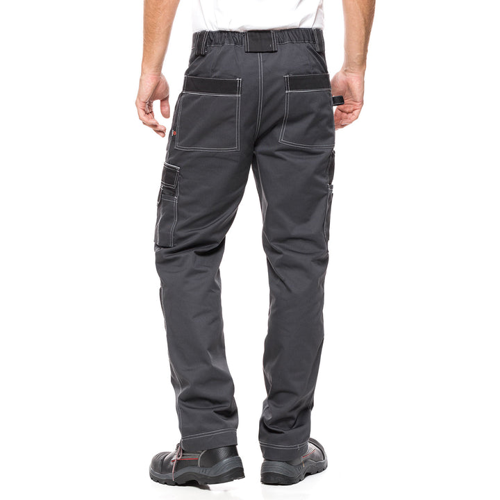 Calça de trabalho, calça mecânica com bolsos e joelhos reforçados para homem HELIOS GREY-BLACK Tamanho 50 (90-94)