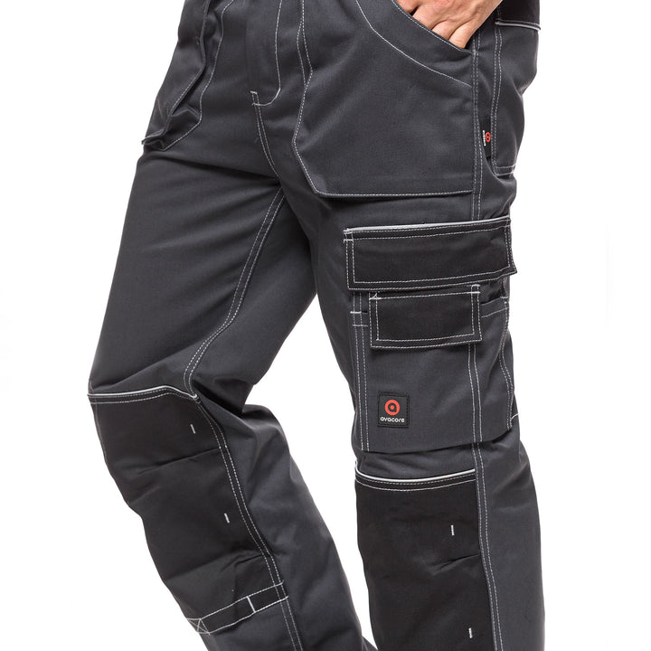 Calça de trabalho, calça mecânica com bolsos e joelhos reforçados para homem HELIOS CINZENTO-PRETO Tamanho 58 (108-113)