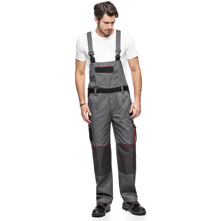 Peto con bolsillos multifuncionales, pantalón de trabajo, pantalón de hombre Gris/Negro 280g/m² LENNOX AVACORE GRIS-NEGRO Talla 52 (94-98)