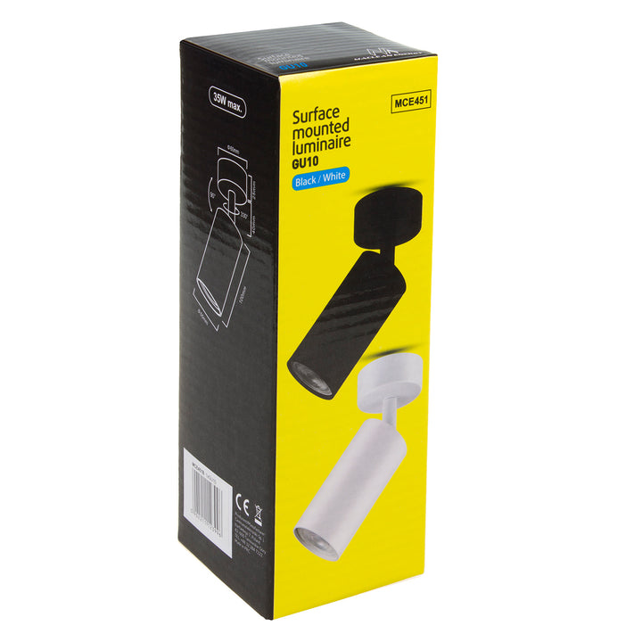 Candeeiro de teto/parede Maclean, spot, móvel, alumínio, 1xGU10, 55x100mm, preto mate, MCE451 B