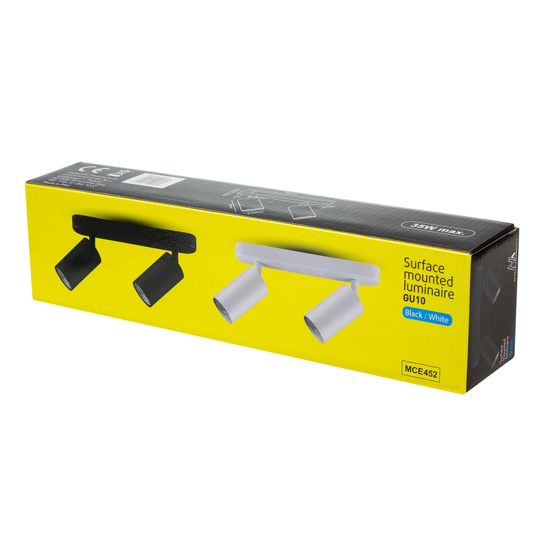 Lámpara de techo/pared de Maclean, spot, móvil, aluminio, 2xGU10, 55x100mm, negro mate, MCE452 B