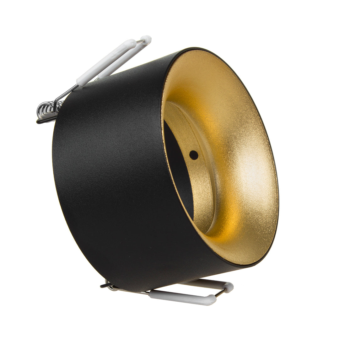 Candeeiro de embutir no teto com casquilho GU5.3 MR16 para lâmpadas LED e halógenas até 35W 70x40mm Foco embutido em alumínio refletor redondo preto/dourado