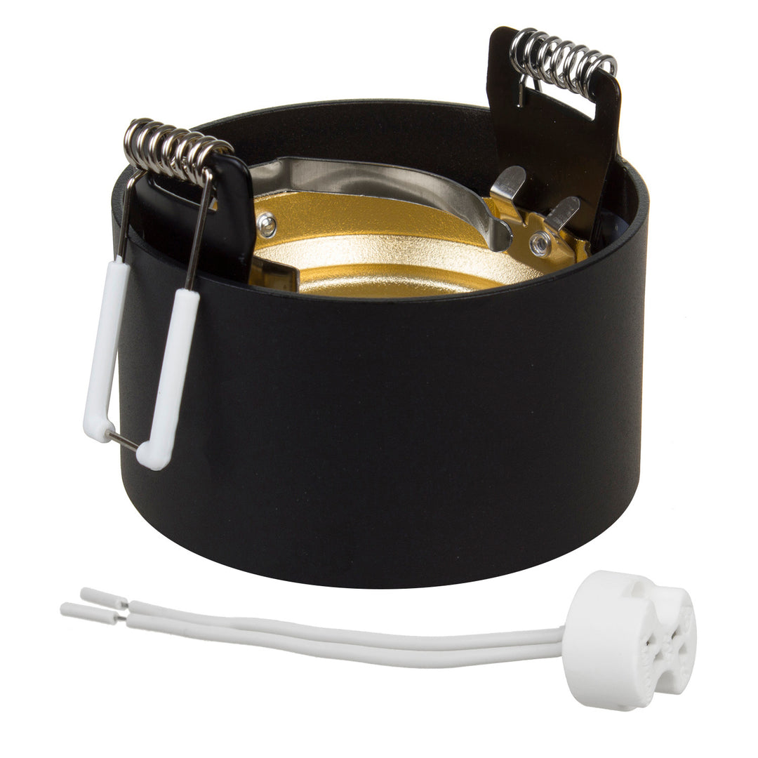 Candeeiro de embutir no teto com casquilho GU5.3 MR16 para lâmpadas LED e halógenas até 35W 70x40mm Foco embutido em alumínio refletor redondo preto/dourado