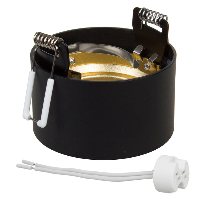 Candeeiro de embutir no teto com casquilho GU5.3 MR16 para lâmpadas LED e halógenas até 35W 70x40mm Foco embutido em alumínio refletor redondo preto/dourado