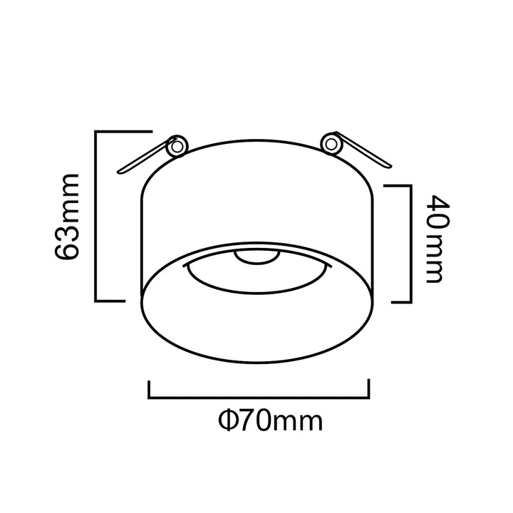 Candeeiro de embutir no teto com casquilho GU5.3 MR16 para lâmpadas LED e halógenas até 35W 70x40mm Foco embutido em alumínio refletor redondo preto/dourado