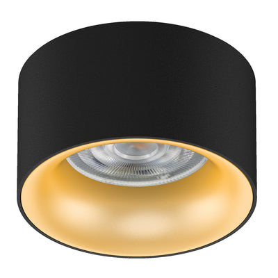 Candeeiro de embutir no teto com casquilho GU5.3 MR16 para lâmpadas LED e halógenas até 35W 70x40mm Foco embutido em alumínio refletor redondo preto/dourado