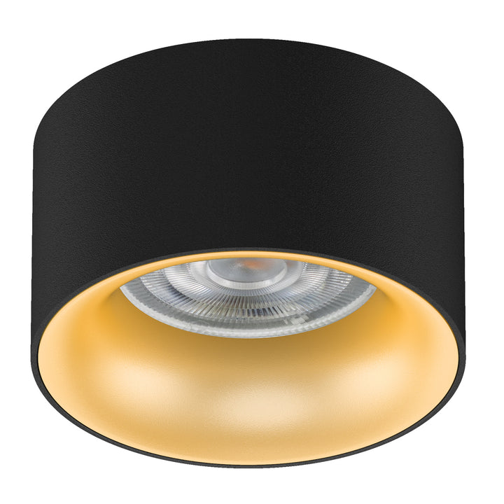 Candeeiro de embutir no teto com casquilho GU5.3 MR16 para lâmpadas LED e halógenas até 35W 70x40mm Foco embutido em alumínio refletor redondo preto/dourado