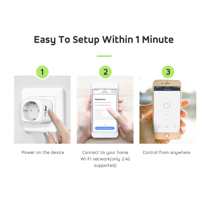 Plugue inteligente WiFi compatível com Google Home Google Assistant Alexa Siri Wifi Smart Plug 2.4Ghz