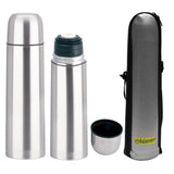 Botella aislante de acero inoxidable con vaso y bolsa de transporte para bebidas calientes o frías (1000ml)