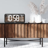 Reloj Digital Grande con Sensor de Temperatura Pantalla LED 37x17cm Alarma Reloj de Mesa o de Pared Alimentación por Cable o Pilas