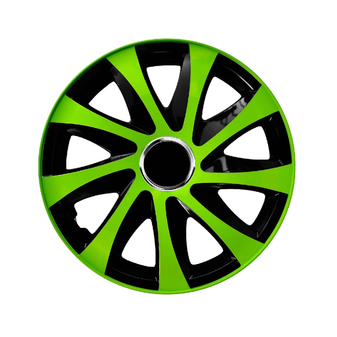 Tapacubos universales 13" Drift Extra verde/negro 4 piezas