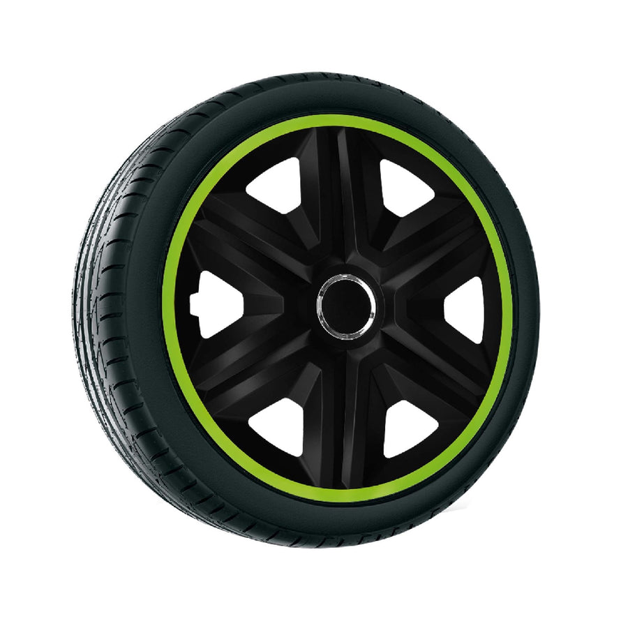 Tampões de roda universais 14" Fast Lux verde conjunto de 4 peças