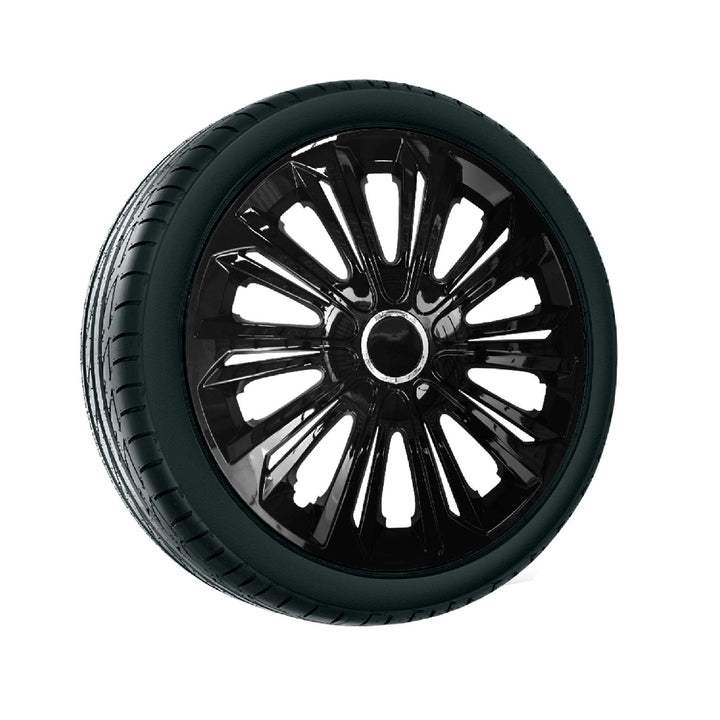 Tapacubos universales 15" Strong color negro lacado 4 piezas