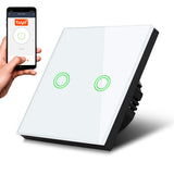 Maclean Interruptor de luz de toque duplo SMART Tuya APP Vidro branco com iluminação de botão redondo 86x86mm MCE714W