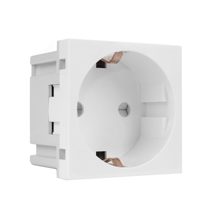 Tomada de embutir Schuko sem moldura Tomada com contato de proteção Tomada de parede modular Montagem embutida (tomada Schuko, branca)