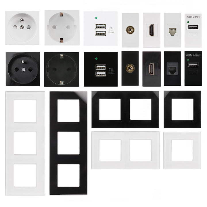 CAT.6 LAN Tomada de alimentação de rede universal Tomada de parede modular Tomada de parede embutida (tomada de alimentação LAN, branca)