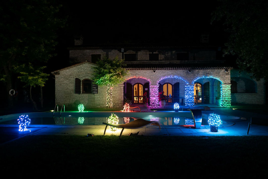 Luzes inteligentes para árvores de Natal com cordas cintilantes 600LED RGB 48m