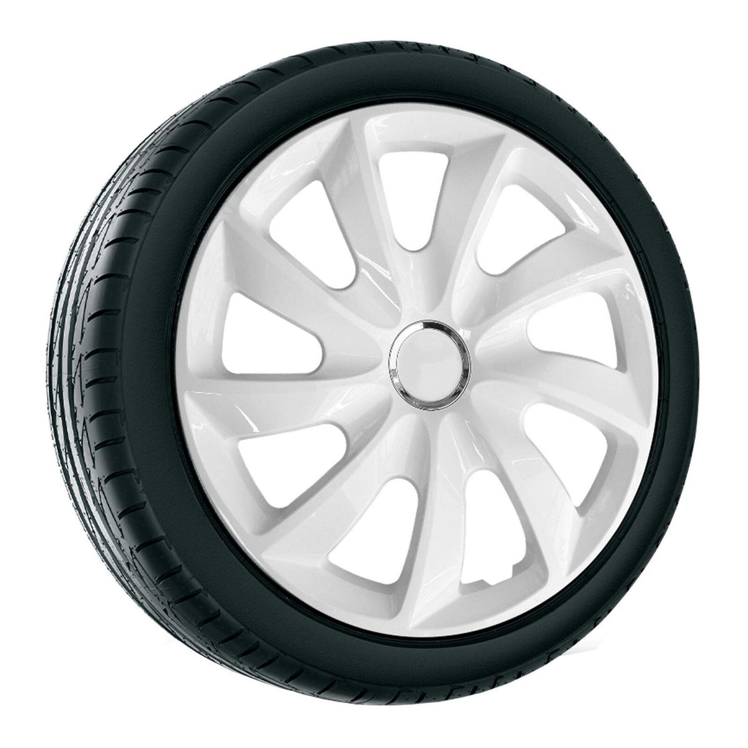 NRM Stig 15" Calotas de roda Capas de roda - Conjunto completo de 4 peças - Branco - 15" polegadas