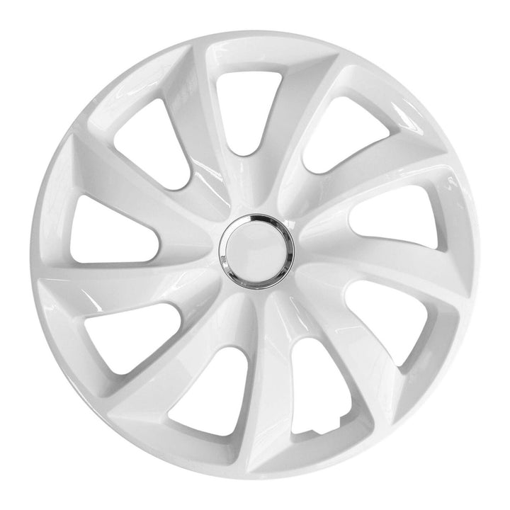 NRM Stig 15" Calotas de roda Capas de roda - Conjunto completo de 4 peças - Branco - 15" polegadas