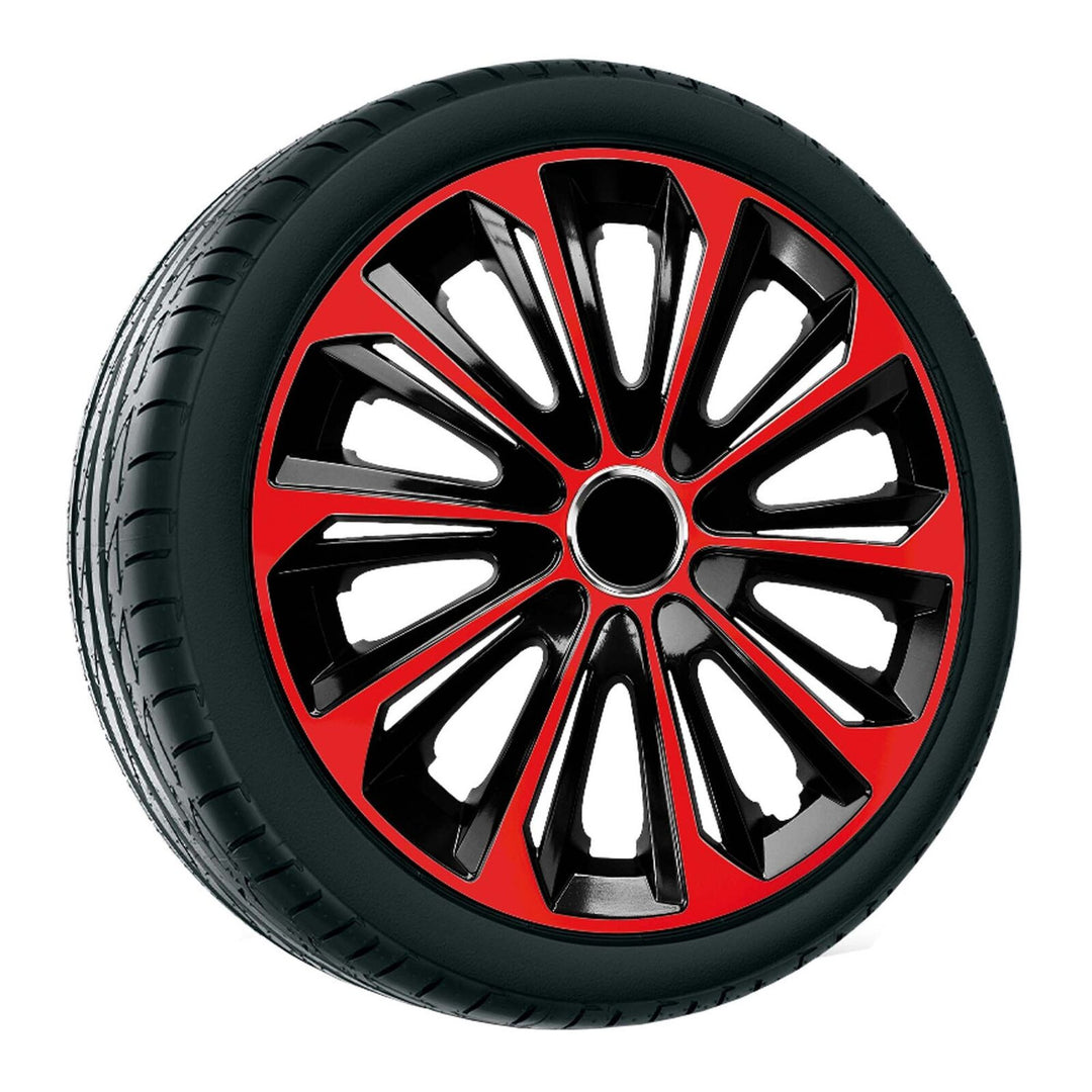 NRM Extra Strong 15” Tapacubos Cubiertas de rueda Cubiertas de rueda - Juego completo de 4 piezas - Negro/Rojo - 15" pulgadas