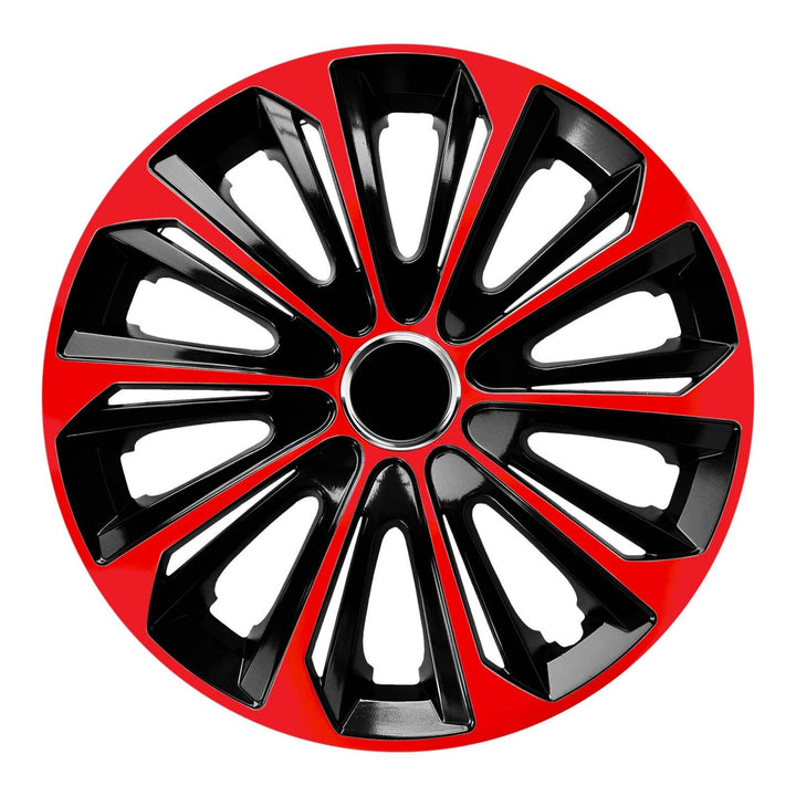 NRM Extra Strong 15” Tapacubos Cubiertas de rueda Cubiertas de rueda - Juego completo de 4 piezas - Negro/Rojo - 15" pulgadas