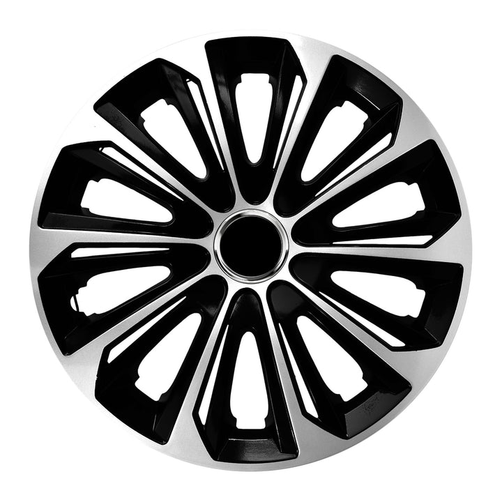 Tampões de roda NRM 15" EXTRA STRONG SILVER BLACK prata/preto 4 peças.