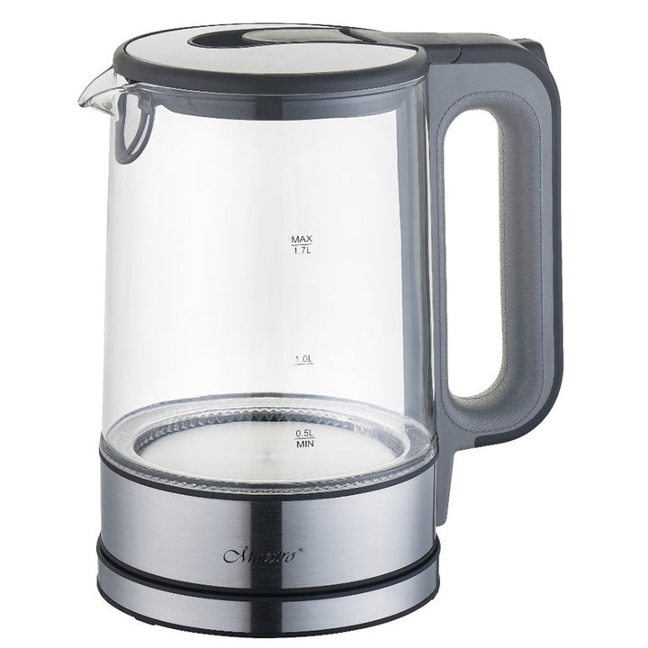 Chaleira elétrica de vidro com luz interna 1,7L Base de 360 ​​graus Desligamento automático Filtro anti-calcário Indicador de nível de água 220-240V, ~50Hz, 2200W