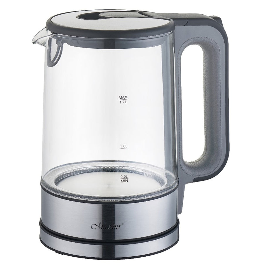 Hervidor eléctrico de vidrio con luz interior 1,7L Base de 360 grados Apagado automático Filtro anticalcáreo Indicador de nivel de agua 220-240V, ~50Hz, 2200W