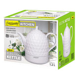 Chaleira elétrica de cerâmica Maestro 1L, base de 360 graus, desligamento automático, 220-240 V, ~50 Hz, 1000 W, cerâmica branca