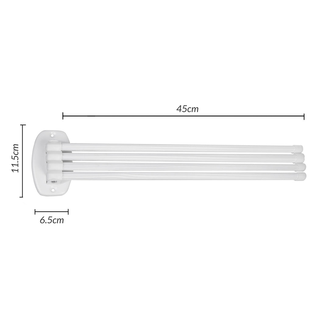 Barra de toalha com 4 braços móveis 45cm incl. kit de montagem branco