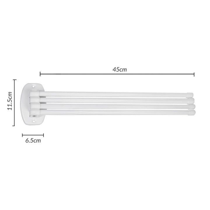 Barra de toalha com 4 braços móveis 45cm incl. kit de montagem branco