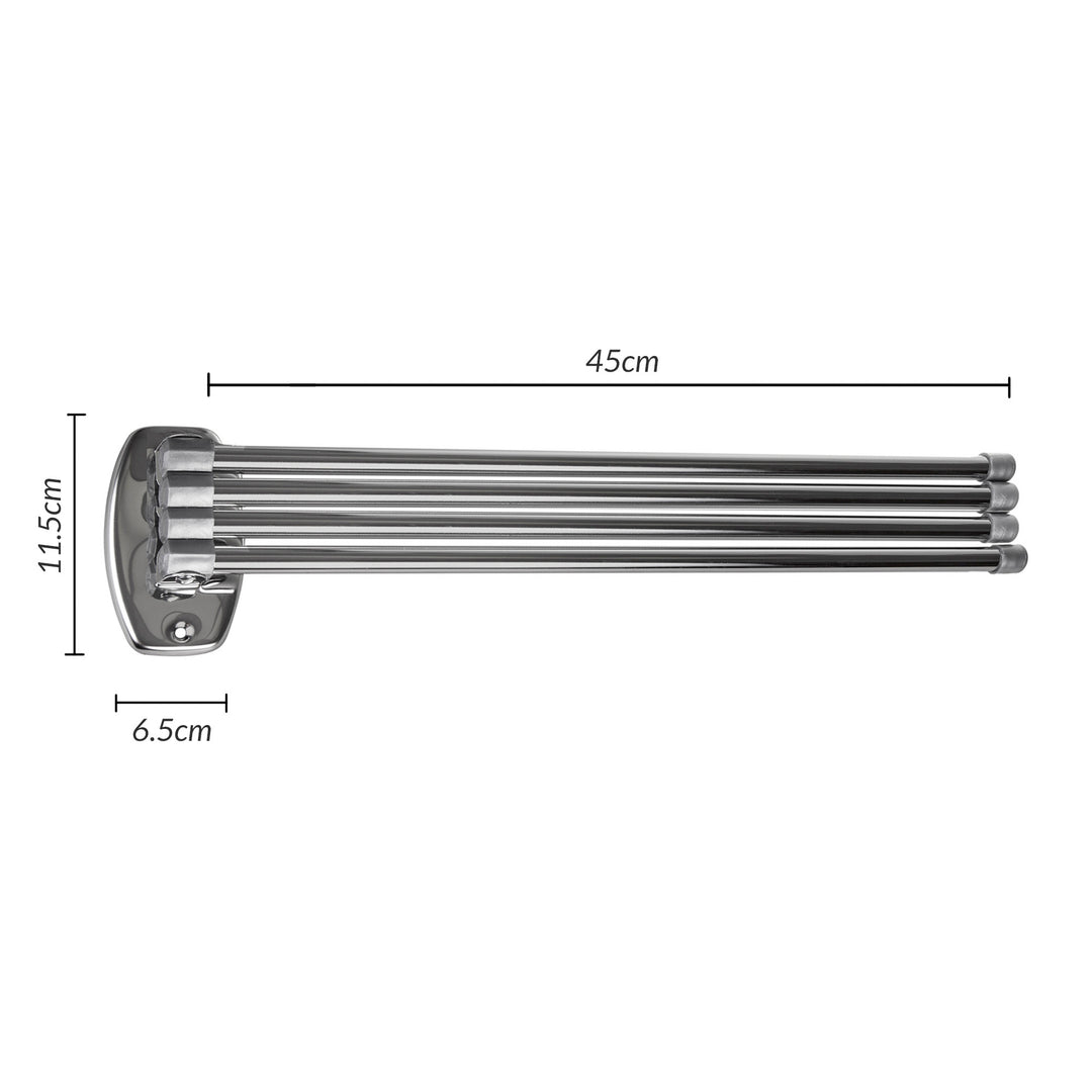 Barra de toalha com 4 braços móveis 45cm incl. Kit de montagem cromado