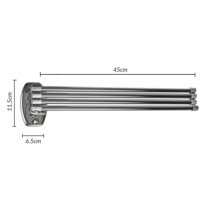 Barra de toalha com 4 braços móveis 45cm incl. Kit de montagem cromado