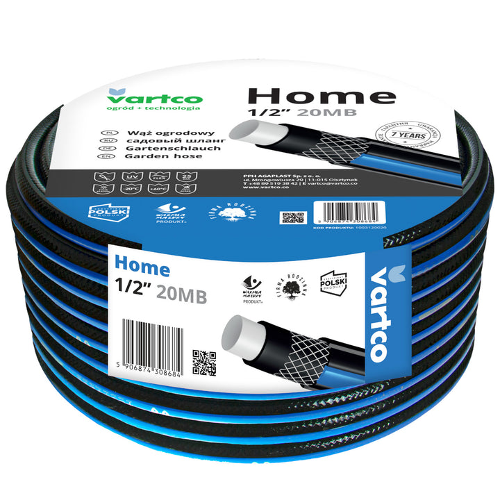 Mangueira de água de 4 camadas Mangueira de irrigação de jardim Flexível trançado em cruz de poliéster resistente a UV Mangueira 25 Bar 1/2" 20m