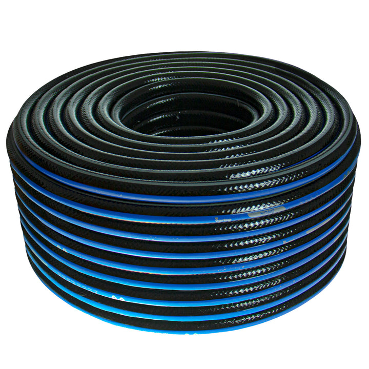 Mangueira de água de 4 camadas Mangueira de jardim Flexível Irrigação Cruz trançada Mangueira flexível de poliéster Resistente a UV 25 Bar 1/2" 30m